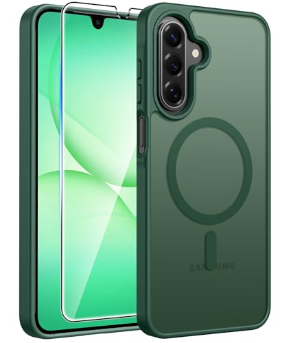 Image of FNTCASE for Galaxy A17 /A16 5G Phone Case: for Samsung A17 Cases [Compatible with Magsafe] [Screen Protector] Matte Translucent Military Grade Protection for Samsung A 17 & A 16 4G Cover - Green