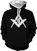 Tcombo Freemason Logo - Square & Compass Symbol Men's 2 Tone Hoodie Sweatshirt (2XL, Black/White String)