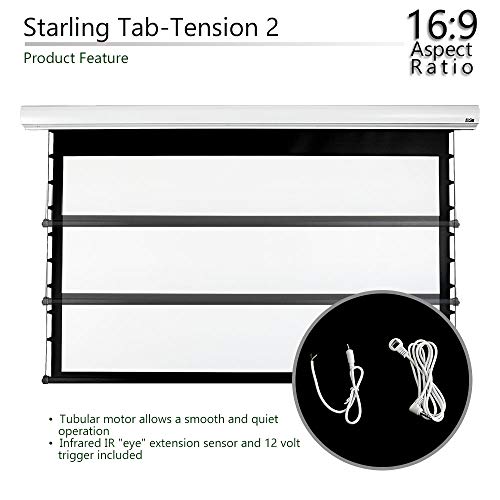 Elite Screens Starling Tab-Tension 2, 150" 16:9, 6" Drop, Tensioned Electric Motorized Projector Screen, Stt150Xwh2-E6 #TOP2
