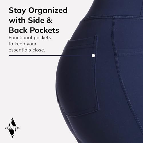 Skechers Women's Go Walk High Waisted Pant Joy – 4-Way Stretch, Moisture-Wicking, Layered Waistband, Navy, Medium by Skechers - Image 7
