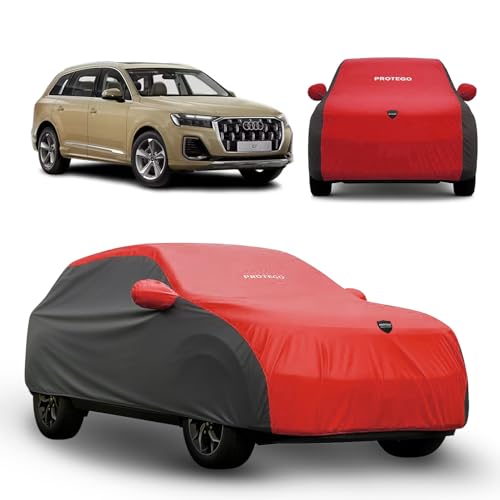 Image of PROTEGO Prime Series India's 1st Anti-Tear Car Cover for Audi Q7 | Heavy-Duty, Custom Fit, All Weather Protection | 100% Waterproof, Windproof & Hail Resistant | 2-Year Warranty | Red + Black