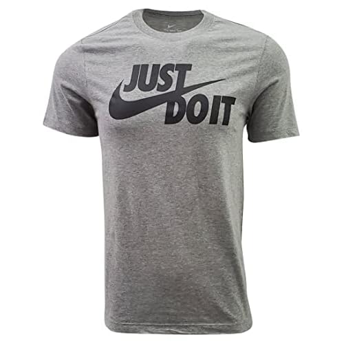 Nike Men’s Sportswear Tee Just Do It Swoosh (Large, Grey Heather/Black)