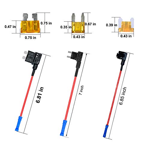 MuHize Fuse Tap - Upgraded Add-a-Circuit Standard, Mini, and Low Profile Fuse Tap Adapter, 3 Types ATO ATC ATM APM Inline Fuse Holder for Cars RV Boats(9 Pack)
