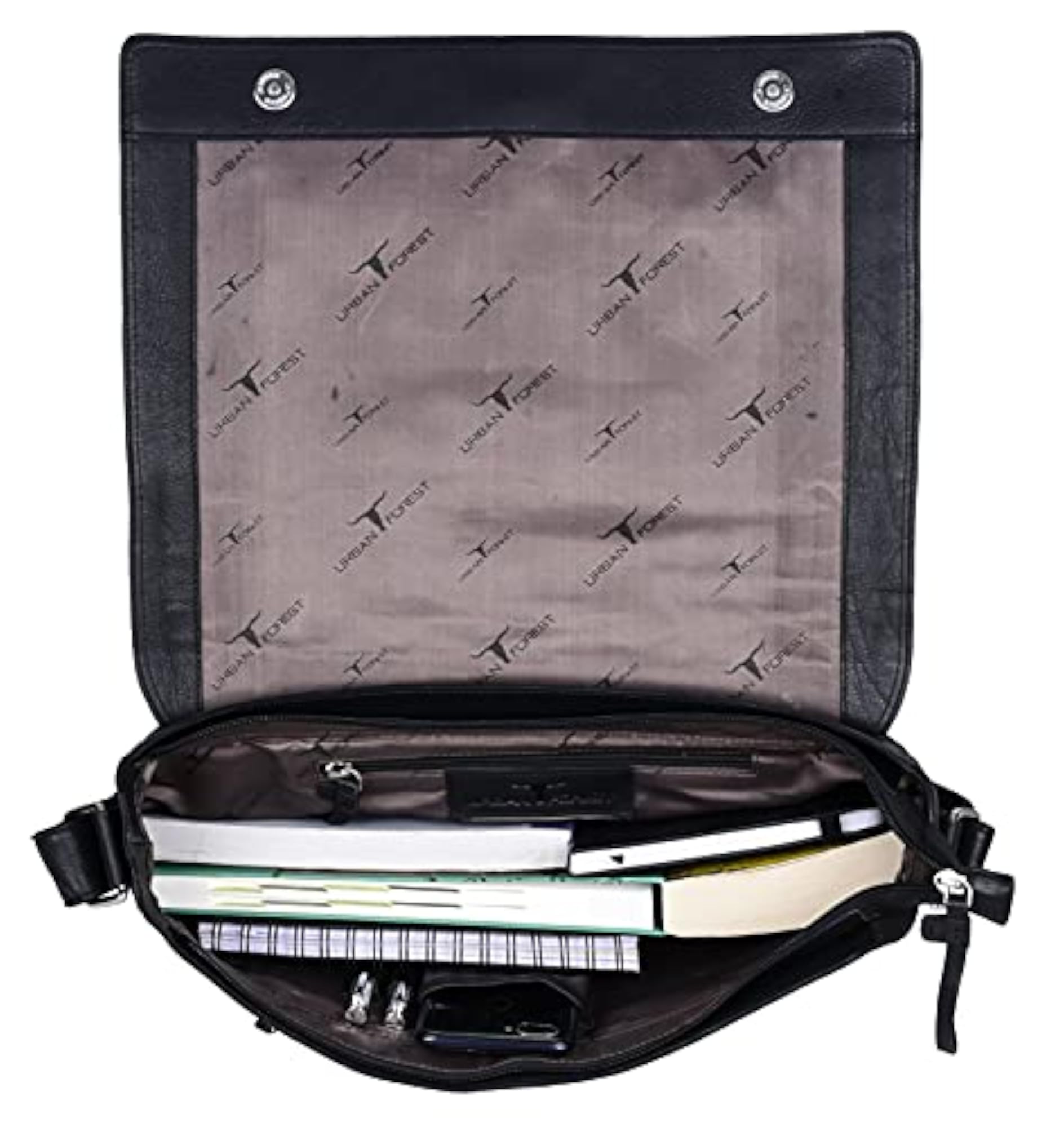 Brent Black Leather Messenger Bag for Men, Classic Design
