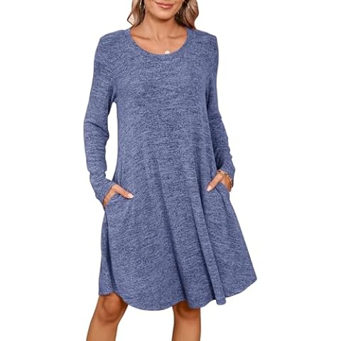 JollieLovin Women Plus Size Sweater Dresses Long Sleeve 2024 Casual Fall Winter Tunic Dress with Pockets Lightblue Cover