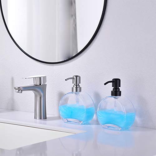 Bzoosiu Glass Soap Dispenser With Rust Proof Stainless Steel Pump, Refillable Kitchen & Bathroom Countertop Dish Soap Dispenser For Essential Oils, Lotions, Liquid Soaps, Brushed Nickel #TOP3