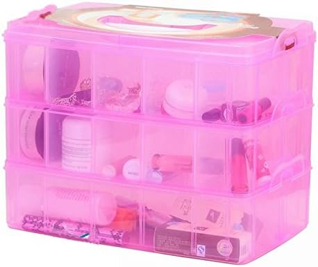 DJUNXYAN 3-Tier 30 Sections Transparent Stackable Adjustable Compartment Slot Plastic Craft Storage Box Organizer For Toy Desktop Jewelry Accessory Drawer Or Kitchen 4 Colors 3 Sizes (Large White)
