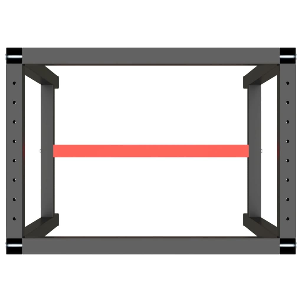 vidaXL Werkbankgestell Packtisch Arbeitstisch Tischgestell Tischfuß Werkbankfuß Werkbank Werkstatt Mattschwarz Mattrot 70x50x79cm Metall