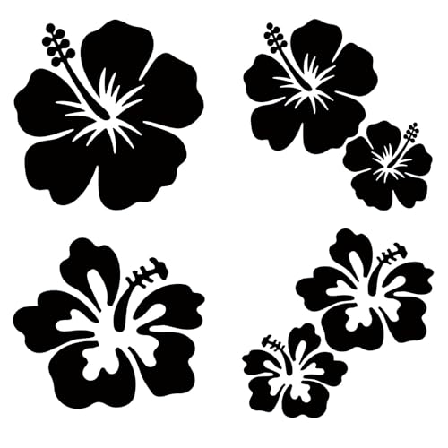 GORGECRAFT 4 feuille D'Autocollants de Voiture en Forme de Fleur D'Hibiscus de Grande Taille 6 pièces de Protection Solaire en Forme de Fleur Hawaïenne...