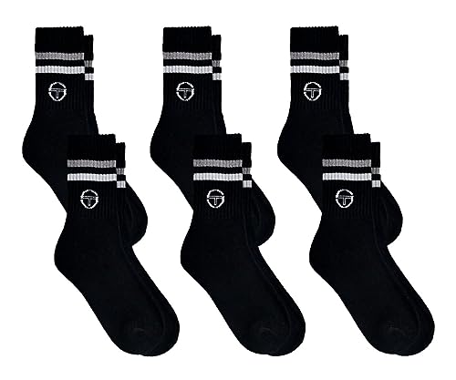 Sergio Tacchini Chaussettes Tennis Homme Lot de 6 Paires Noir 39/42