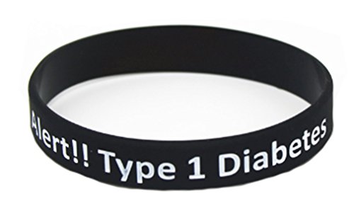AccessCube Diabetic Medical Alert Type 1 Diabetes Insulin Dependent Silicone Bracelet Wristband Armband Nurse Bangles (Black)