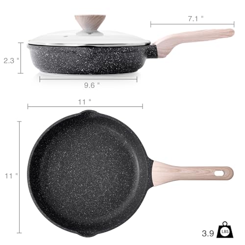 Foto von Kordisen Antihaft Bratpfanne mit Deckel, 28 cm Granit Beschichtung Pfanne Induktion, Gesund und Ungiftig, PFOA-frei