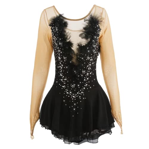 ZYDANC Black,XXXL,Figure Skating Dresses Ice Figure Skating Costumes Girls' Performance Ice Skating Dress Competition Skating Wears