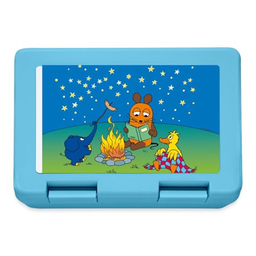 Spreadshirt Die Sendung mit der Maus Am Lagerfeuer Brotdose Lunchbox, One size, Saphirblau