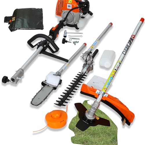 63cc 2-Cycle Gas Multi-Trimmer | 4-in-1 String Trimmer w/Rotatable Pole Saw, Weed Eater Weed Wacker, Brush Cutter & Hedge Trimmer Gas for Lawn, Yard, Garden Care, All-in-one Garden Tool