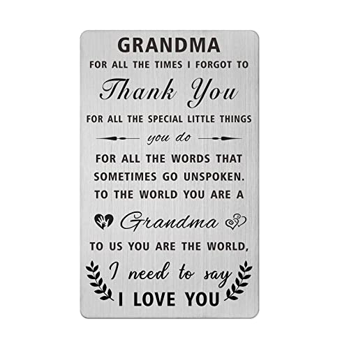 Grandma Gifts from Grandson Granddaughter, I Love You Grandmother, Grandma Wallet Card Gifts from Grandchildren for Birthday Anniversary Presents
