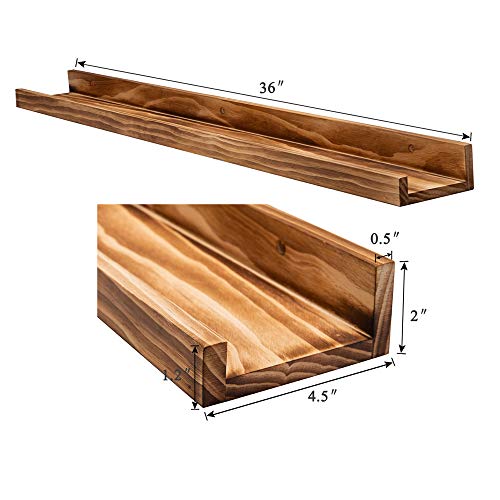 image for AZSKY Rustic Wood Floating Shelves for Nursery Books Long Wall Bookshe