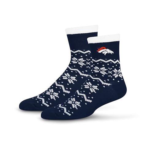 For Bare Feet NFL DENVER BRONCOS Snowflake Lane Cozy Cabin Sock Team Color OSFM