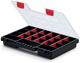 5x Sortimentskasten NORS 35 – Werkzeugkiste Organizer Set 5 Stück, Sortierbox mit verstellbaren Fächern, Kleinteilemagazin Kunststoff Transparent, Werkzeugbox (344 x 249 x 50 mm)