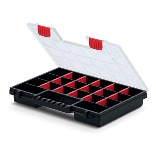 5x Sortimentskasten NORS 35 – Werkzeugkiste Organizer Set 5 Stück, Sortierbox mit verstellbaren Fächern, Kleinteilemagazin Kunststoff Transparent, Werkzeugbox (344 x 249 x 50 mm)