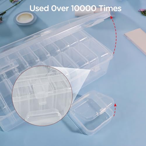 Image of 24Pack Bead Organizer Box With Hinged Lid - Clear Bead Storage Containers for Organizing DIY Jewelry Craft and Bracelet Making - Mini Plastic Bead Box (24Pack 2.15 X 2.15 X 0.8inch)