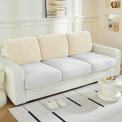 Housse de dossier en chenille souple et extensible de qualité supérieure blanc cassé