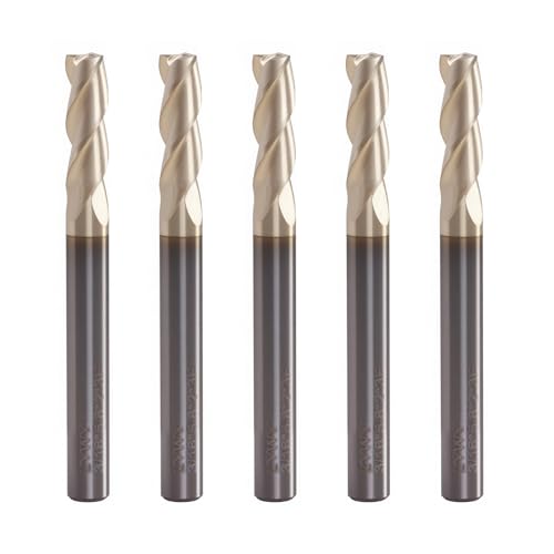 Image of Carbide 55-Degree 3-Flute End Mill with ZRN Coating, High Hardness &Wear-Resistant, for Aluminum &Non-Ferrous Metals (3 /16 inch 5 /8 inch 3 /16 inch 2 inch 3F) 5Pcs.