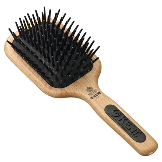 Kent PF19 Beechwood Cushion Paddle Brush - Scalp Massager and Detangler Brush - The Hair Brush for Thick Hair - Scalp Massager Hair Growth Stimulator - Hair Detangler Brush and Curly Hair Brush