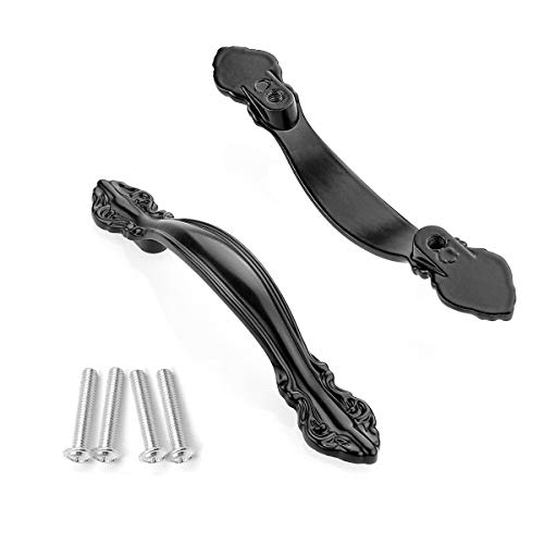 Cbtone 10 Pack Flat Black Cabinet Hardware Handle Pull - 2-1/2" (64Mm) Hole Center, Drawer Handle Dresser Kitchen Cupboard Furniture Hardware Door Pull #TOP4