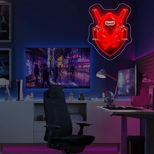 Image of Red Ninja Led Neon Sign Light Pop art Neon Sign Led Light Up Sign Room Wall Decor Man Gaming Room, Kids Room, Bar Decoration, Birthday Party Gifts