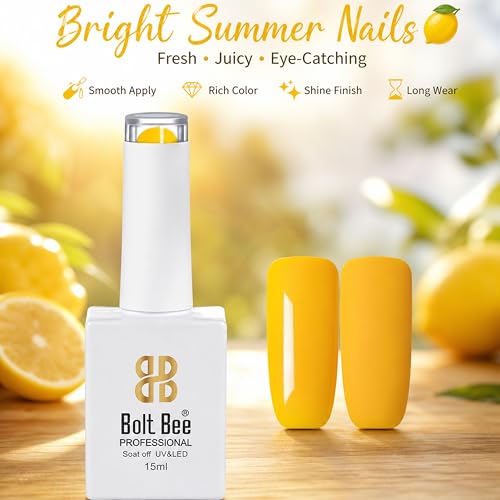 Image of Bolt Bee yellow Color Gel Nail Polish Soak Off UV Gel 15ML DIY at Home Manicure Salon Nail Art