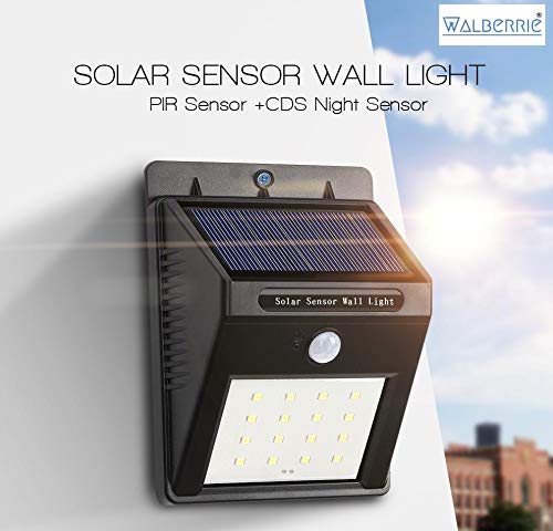 WALBERRIE 20 Led in 1 Solar Powered Weatherproof Wireless Outdoor Security Solar LED Light with Motion Sensor for Wall, Patio, Garden, Landscape (Balck-1)