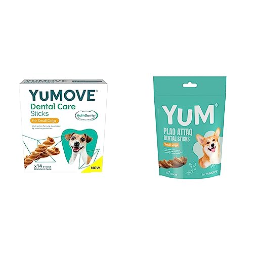 Lintbells YuMOVE Dental Care | Dental Sticks for Small Dogs | 14 Pack | Tasty Chews White & YuM by YuMOVE Plaq Attaq, Dental Sticks for Small Dogs, 7 Pack, Natural Seaweed Sticks