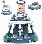 Twinky® Baby Walker Retractable for Boys & Girls 6 Months+ with Play Set, Music & Floor Mat – Sturdy Walking Aid with Push Handle & 4 Adjustable Height Positions
