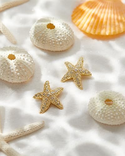 MUMREUES Coastal Charm Gold Starfish Stud Earrings – Trendy 14K Gold Plated Waterproof Jewelry for Beach Lovers - Image 9