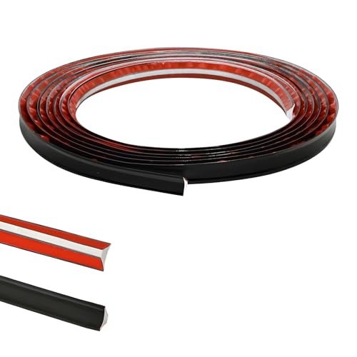 Black PVC Quadrant Trim,Flexible Laminate Beading Self Adhesive Plastic Wall Corner Edging Strip for Worktop Ceiling Floor,Caulk Moulding Skirting Board Trim(2.5 Meters,12mm*6mm)