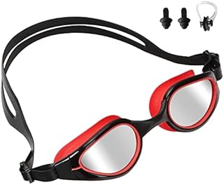 Glaxcidy Swimming Goggles, Adults Anti Fog UV Protection Shade Lens Swim Goggles, No Leaking 180 Degree Vision Swim Glasses with Adjust Silicone Swim Goggle Straps for Men Women Youth Unisex