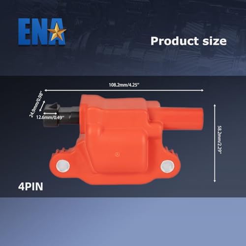image for ENA Set of 8 Red Ignition Coil and 7mm Red Wire Set with 8 Platinum Sp