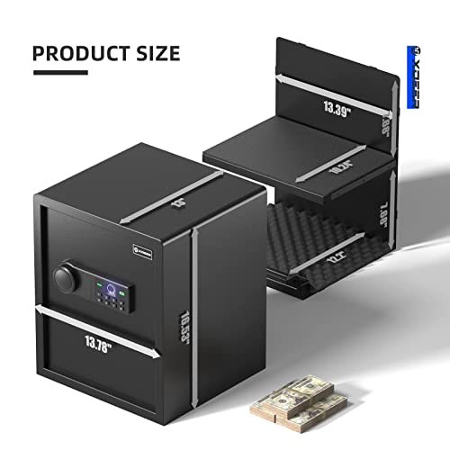 XDeer Biometric Safe Box with Fireproof Bag, Quick-Access Security Safe Box with Upgraded Fingerprint, Steel Handgun Safe Lock Box for Kid/Home/Office 1PCS (1.69 Cu.Ft+ Bag) thumbnail 6