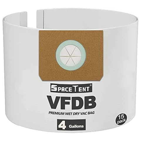 SpaceTent 15 Pack 4 Gallon Dust Filter Bags, Part # VFDB, compatible with Vacmaster models VF408 VF410P VF408B Cover