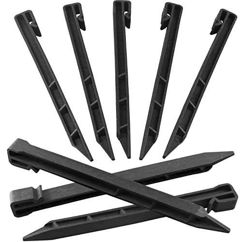 30 PCS Landscape Edging Garden Stakes 10 Inch Black Landscaping Anchoring Spikes Heavy Duty Plastic Garden Ground Netting Stakes for Edging Terrace & Garden