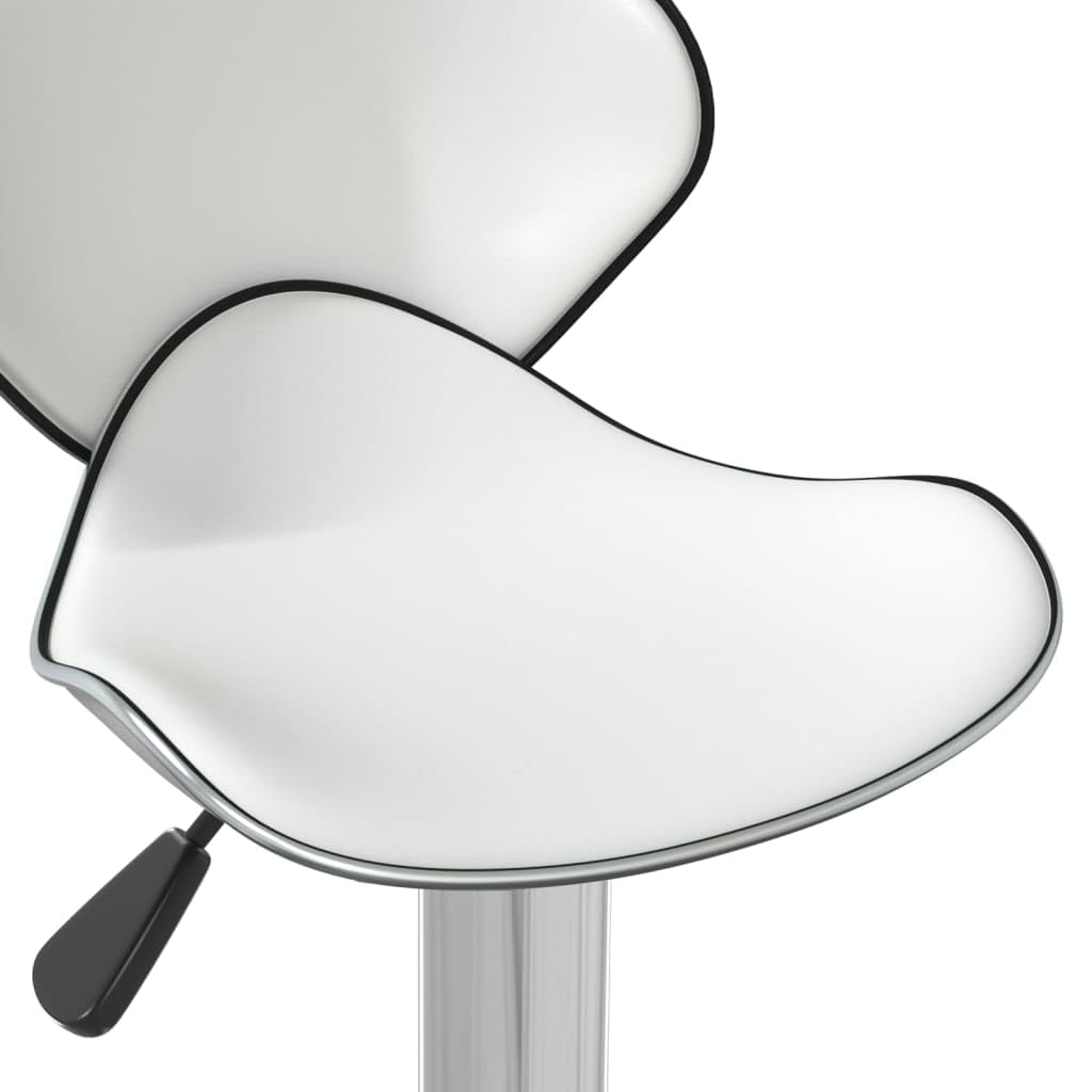 Taboret barowy biała sztuczna skóra z podnóżkiem, obrotowy i z regulacją wysokości, stal chromowana, 45,5 x 45 x 80 – 101 cm, idealny do kuchni, jadalni, baru, baru, baru, baru, salonu