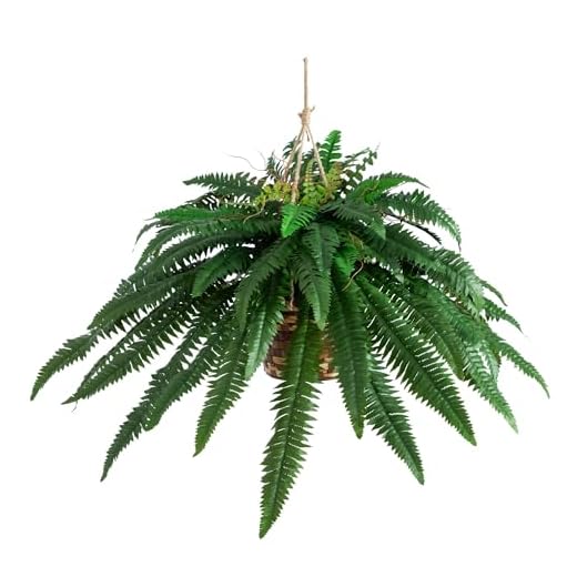 Nearly Natural 6774 22in. Large Boston Fern Hanging Basket,Green