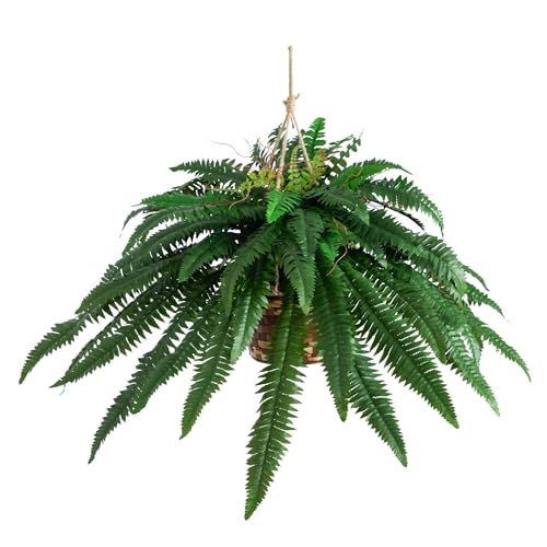 Nearly Natural 6774 22in. Large Boston Fern Hanging Basket,Green