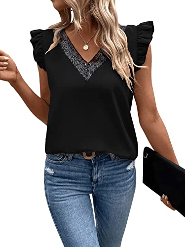 GORGLITTER Damen Elegant Bluse mit Pailletten Oberteil Schmetterlingsärmel...