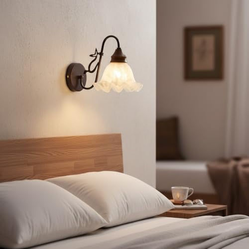 Aplique de pared rústico contra la fatiga visual con cristal ondulado E27 7