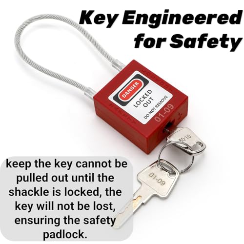 image for Noamus 10 Pack Lockout Tagout Locks, Steel Cable Compact Loto Safe Pad