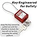 Noamus 10 Pack Lockout Tagout Locks, Steel Cable Compact Loto Safe Padlock Set, Red Keyed Lock with 20 Keys, Different Numbers Safety Locks for Electrical Stations and Devices Kits