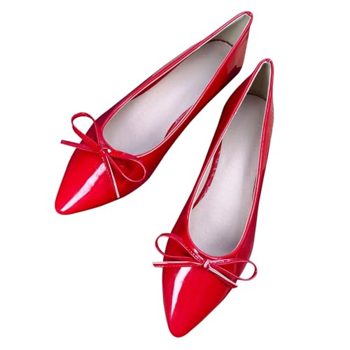 WENJIAZHIZHI Women's Bow-Knot Pointed Toe Ballet Flats Comfortable Dress Shoes Female Office Shoes Elegant Slip-Ons Female Loafers
