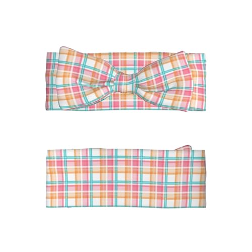 Pink Yellow Plaid Print Baby Girl Bows Headbands Baby Girls Newborn Headbands Infant Toddlers 0-6 Months2